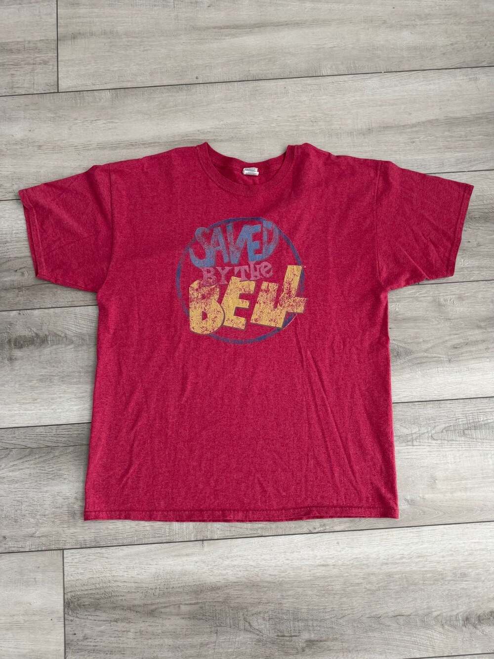 Jerzees Dri-Power Active Saved By The Bell Distressed Logo Red Heather T-Shirt X
